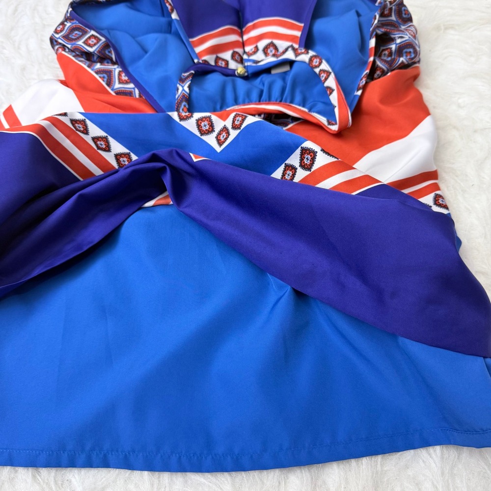 Banana Republic Blue Orange Chevron Halter Shift Dress Geometric Print Sz 4 - Picture 6 of 9